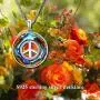925 Sterling Silver Peace Sign Pendant Necklace for Women, Made with Circle Austrian Crystal