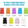 18 Pairs Plastic Post Earrings Cute Bear Earring Set Pendant Earrings for Women