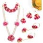 Zephyrr Traditional Floral Fashion Jewellery Neckalce Set, Earrings, Maang Tiika, Bracelet, Ring For Women Haldi, Mehendi, Baby Shower Occasion