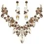 BriLove Womens Costume Fashion Crystal Floral Vine Leaf Statement Necklace Dangle Earrings Set BriLove Womens Costume Fashion Crystal Floral Vine Leaf Statement Necklace Dangle Earrings Set