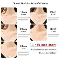 CIELTEAR 925 Sterling Silver Chain Necklace for Women 0.8mm Box Chain, Italian Necklace Chain, Super Strong & Thin & Long16/18/20/22/24 Inches