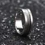 King Will Mens 4mm Stainless Steel Wedding Ring Sliver Steel Wire Inlay Domed Style High Polished