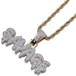 HECHUANG Hip Hop Men Jewelry Iced Out Savage Pendant Necklace Rope Chain for Men