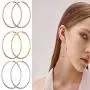 Udalyn 3 Pairs Stainless Big Hoop Earrings Set Clip On Hoop Earrings For Women Large Non Pierced Earring Jewelry 40/50/60mm
