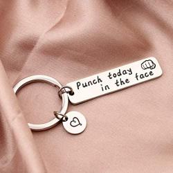 SEIRAA Motivational Quote Jewelry Punch Today in The Face Keychain Graduation Gift Self Care Gift for Her