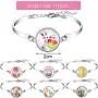 Hicarer 13 Pieces Easter Rabbit Bracelet Dome Glass Jewelry Easter Silver Rabbit Bracelet Bunny and Egg Themed Bracelets for Women Girls