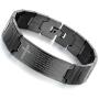 Flongo Mens Vintage Stainless Steel Black Cross English Bible Lords Prayer Link Wrist Bracelet for Men