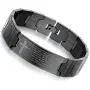 Flongo Mens Vintage Stainless Steel Black Cross English Bible Lords Prayer Link Wrist Bracelet for Men