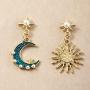 Caiyao 5Pcs Different Size Pearl Necklaces Big Sun Moon Pearl Earrings Cresent Sunburst Drop Dangle with High Imitation Pearl for Women Girls Jewelry Gifts
