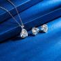 EleQueen Womens Heart Jewelry Set S925 Sterling Silver Cubic Zirconia Love Heart Bridal Pendant Necklace Stud Earrings