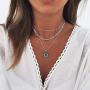 Evild Boho Layered Necklace Silver Beaded Choker Short Chain Rhinestones Turquoise Necklaces Flower Summer Beach Jewelry for Women and Girls