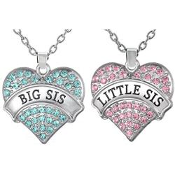 Mothers Day Jewelry Gifts, Mother Daughter Necklaces, Big Sis & Lil Sis Heart Necklace Set, Matching Sister Necklaces, Big & Little Sisters Jewelry