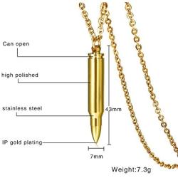 XUANPAI Personalized Stainless Steel Bullet Urn Necklace Keepsake Memorial Ashes Urn Necklaces for Men