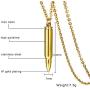XUANPAI Personalized Stainless Steel Bullet Urn Necklace Keepsake Memorial Ashes Urn Necklaces for Men