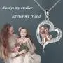 Mother Daughter/Son Necklace Sterling Silver Love Heart Pendant Necklace Always My Daughter/Son Forever My Friend Jewelry Gifts for Women Daughter/Son