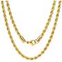 Three Keys Jewelry Mens 18K Gold Plated Rope Chain for Men 4mm Stainless Steel Gold Chain Necklace Long Layered Big Gold Necklaces for Boys