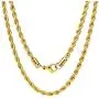 Three Keys Jewelry Mens 18K Gold Plated Rope Chain for Men 4mm Stainless Steel Gold Chain Necklace Long Layered Big Gold Necklaces for Boys