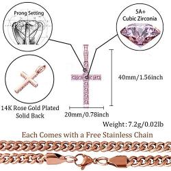 TOPGRILLZ 14K Gold&Silver Plated Solid Iced out CZ Lab Cubic Zirconia Cross Pendant Necklace for Men Women Stainless Chain