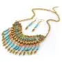 CrazyPiercing Ethnic Tribal Boho Necklace Earrings Set, Vintage Alloy Gold Boho Bohemian Necklace, Turquoise Beads Statement Necklace and Earrings Jewelry Set for Women Girls CrazyPiercing Ethnic Tribal Boho Necklace Earrings Set, Vintage Alloy Gold Boho Bohemian Necklace, Turquoise Beads Statement Necklace and Earrings Jewelry Set for Women Girls