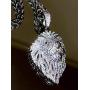 Shop-iGold Men Women 925 Italy Iced Silver Iced Lion Head Charm Ice Out Pendant Stainless Steel Real 2 mm Rope Chain Necklace, Mens Jewelry, Iced Pendant, Rope Necklace