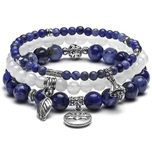 JOVIVI 3pcs Amethyst Rose Quartz Crystal Beaded Chakra Bracelet Natural Healing Energy Lotus Charm Beads Stone Reiki Stackable Stretch Bracelets Set for Women JOVIVI 3pcs Amethyst Rose Quartz Crystal Beaded Chakra Bracelet Natural Healing Energy Lotus Charm Beads Stone Reiki Stackable Stretch Bracelets Set for Women