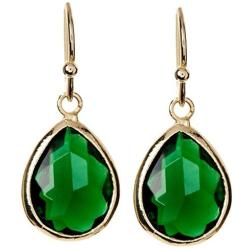 Emerald Quartz Gold Clad Pear Shaped Wholesale Gemstone Fashion Jewelry Drop Earrings