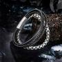 Speroto Mens Bracelets,Leather and Steel Bracelets, Chain Bracelets with Magnetic Clasp,Steel Bracelets for Men