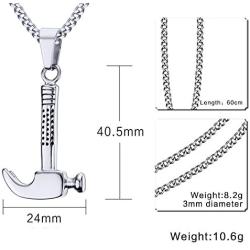 HUANIAN Mens Womens 18K Gold Plated Stainless Steel Industrial Hammer Necklace