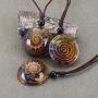 MANIFO Ammonite Fossil Pendant Necklace 7 Chakra Healing Crystal Stone Spiral Necklace for Men Women