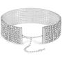 Rhinestone Choker 3 5 or 8 Row Silver by LuxeLife – Women’s Crystal Necklace Diamond Collar with 5'' Extender