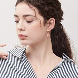 S925 Sterling Silver Heart Dangle Drop Stud Earrings for Women Girl