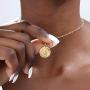 Sewyer Gold Initial Necklace-14K Gold Filled Disc Pendant Capital Letter Personalized Engraved Alphabet Name Choker Handmade Dainty Necklace Gift for Women Girls