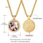Custom Photo Necklace 925 Sterling Silver Dainty Chain 16-22 Inch Personalized Engrave Text Disc Coin Medal Heart Pendant with Memorial Image, Gift for Women Girls