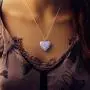 Heart Locket Glowing Necklace Silver Plated Bronze Pendant Jewelry Royal Blue 18 Inches Heart Locket Glowing Necklace Silver Plated Bronze Pendant Jewelry Royal Blue 18 Inches
