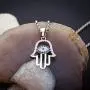 sloong 925 Sterling Silver Evil Eye Hamsa White Blue Cz Womens Pendant Necklace…