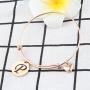 MAOFAED Initial Bracelet ,Rose Gold Letter Bracelet, Personalized Jewelry, Hand Stamped Jewelry