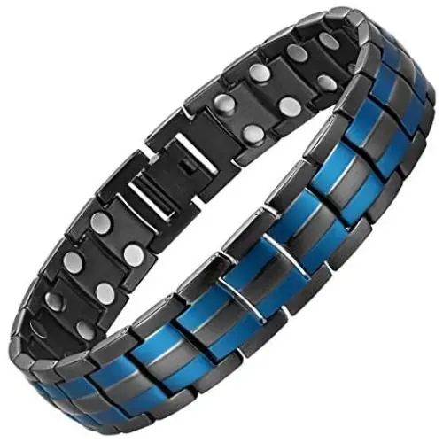 Elegant Mens Magnetic Therapy Bracelet Arthritis Pain Relief and Carpal Tunnel Blue Line Design Double Magnets Magnetic Bracelets for Men 9 Inches Adjustable and Gift Box Elegant Mens Magnetic Therapy Bracelet Arthritis Pain Relief and Carpal Tunnel Blue Line Design Double Magnets Magnetic Bracelets for Men 9 Inches Adjustable and Gift Box