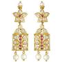 Aheli Beautiful Wedding Wear Indian Laxmi Goddess Faux Stone Studded Floral Design Crafted Necklace Earrings Set Ethnic Fashion Jewelry for Women