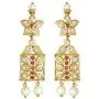 Aheli Beautiful Wedding Wear Indian Laxmi Goddess Faux Stone Studded Floral Design Crafted Necklace Earrings Set Ethnic Fashion Jewelry for Women