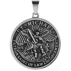 316L Stainless Steel Jewelry ST. MICHAEL Angle Necklace Saint Spirit Men Pendant With Chain（Send gift box）