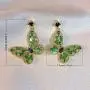 DAMLENG Brilliant Shine Green Fairy Tale Butterfly Stud Earrings Rhinestone Animal Insect Charm Dangle Drop Earrings for Women Girls Jewelry Gift