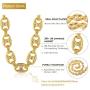 Gold Chain for Men Iced Out,Mens 11MM 18k Real Gold Plated/Platinum White Gold Finish 11MM Miami Cuban Link Coffee Bean Chain Choker Necklace Bracelet,Full Cz Diamond Cut Prong Set,Gift for Him