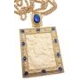 Nazareth Store Jonah & Giant Fish Pectoral Cross Pendant Biblical Icon Crystallized Blue Elements Gold Plated Pendant Christian Priest Bishop Iconic Relic With 24'' Chain Necklace - Jewelry Gift Box