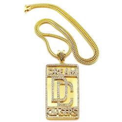 Shiny Jewelers USA Mens Dream Chaser ICED Out Hip HOP CZ Pendant Franco OR Cuban Chain Necklace Set