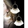 Gejoy Tassel Hoop Earrings Fan-shaped Drop Earrings Dangle Eardrop for Women Girls Party Bohemia Dress Accessory, 3 Pairs
