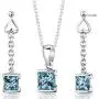 Peora Swiss Blue Topaz Pendant Necklace and Earrings Jewelry Set in Sterling Silver, Princess Cut, 1.00 Carat total, with 18 inch Chain Peora Swiss Blue Topaz Pendant Necklace and Earrings Jewelry Set in Sterling Silver, Princess Cut, 1.00 Carat total, with 18 inch Chain
