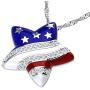 Independence Day American flag 4th July Brass Star Necklace with White Cubic Zirconia