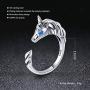 FOREVER QUEEN Cute Animal Footprints Open Ring, 925 Sterling Silver Adjustable Finger Rings for Women Girls Birthday Gifts with Jewelry Box