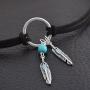 MJartoria Native American Bohemian Feather Charm Handmade PU Leather Choker Necklace