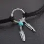 MJartoria Native American Bohemian Feather Charm Handmade PU Leather Choker Necklace MJartoria Native American Bohemian Feather Charm Handmade PU Leather Choker Necklace